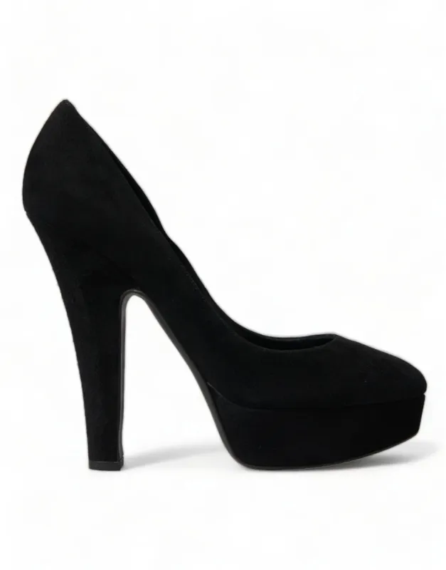 Black Suede Heeled Pumps Sophistication sold by Louxly
