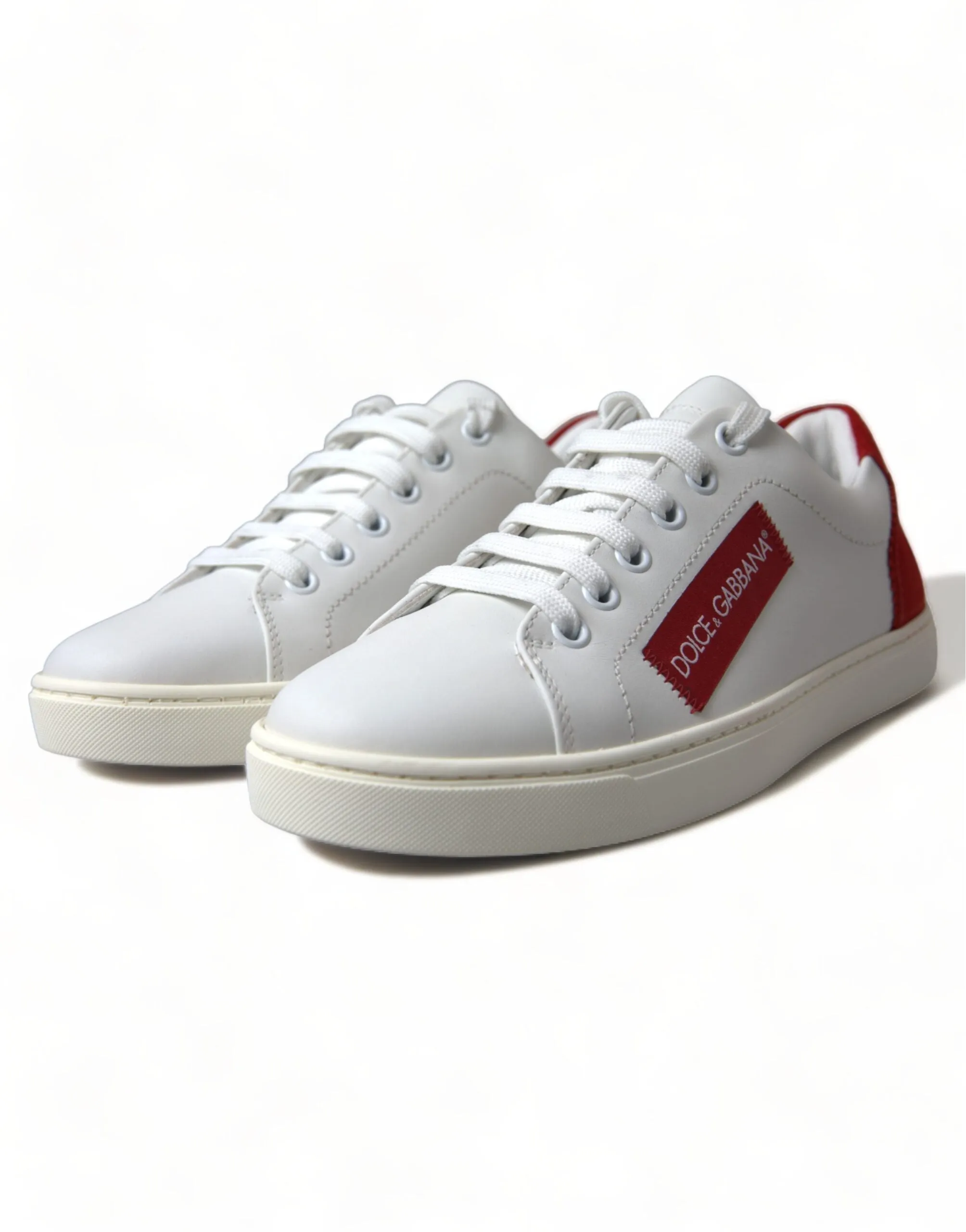 Chic White Leather Sneakers with Red Accents sold by Louxly product image thumbnail 3