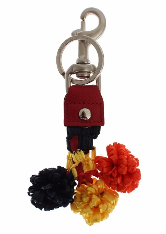 Multicolor Sicily Raffia Leather Keychain sold by Louxly