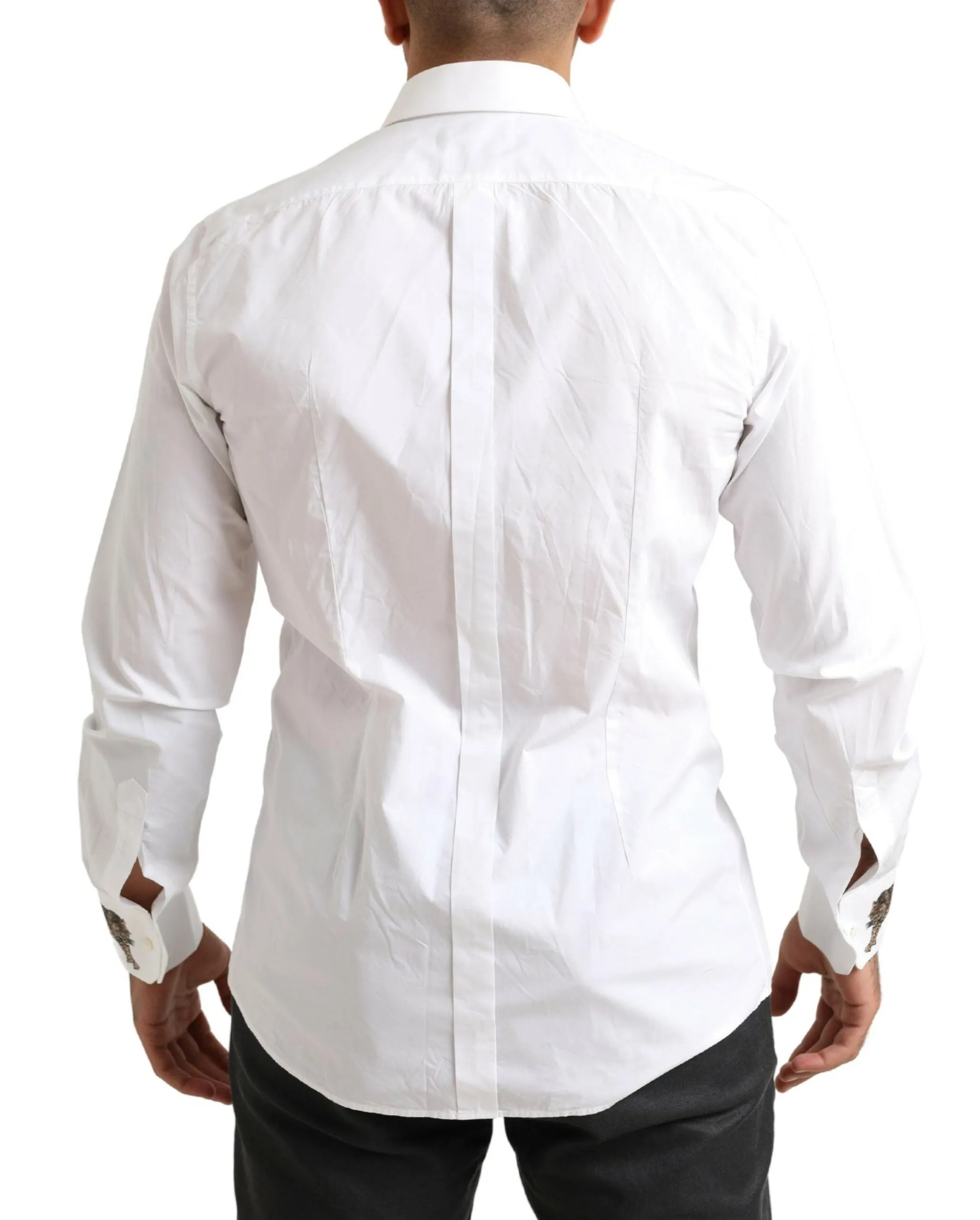 Italian Elegance Slim Fit White Cotton Shirt sold by Louxly product image thumbnail 3