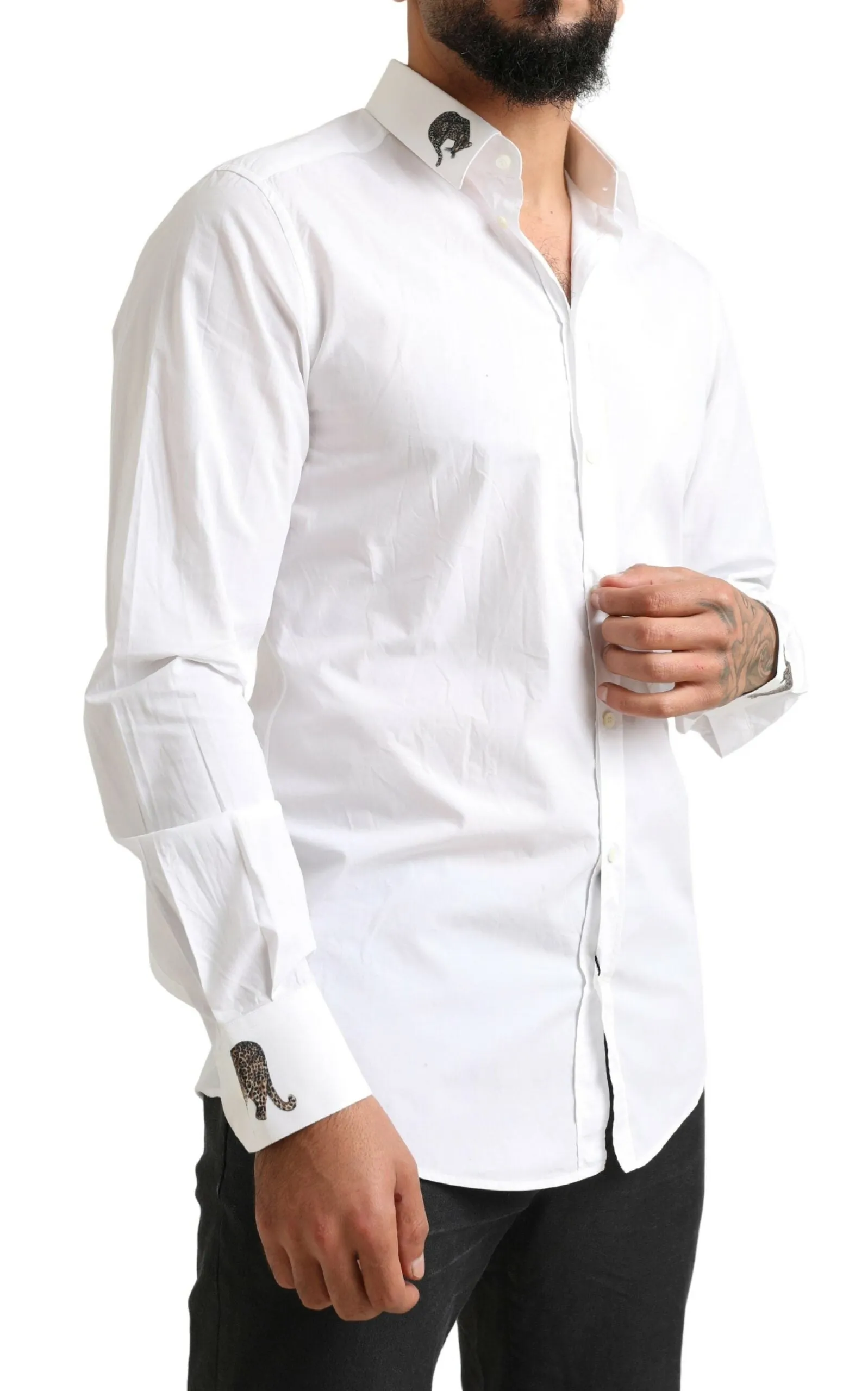Italian Elegance Slim Fit White Cotton Shirt sold by Louxly product image thumbnail 4