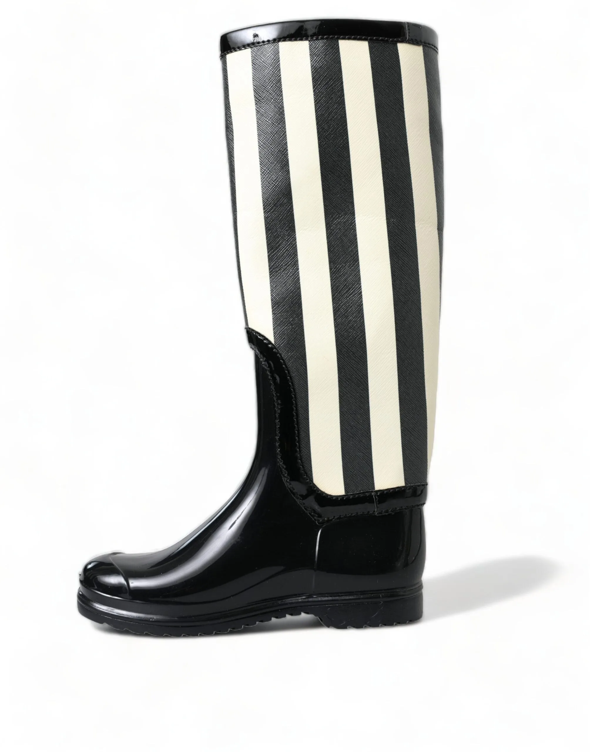 Black and White Striped Knee High Boots sold by Louxly product image thumbnail 4