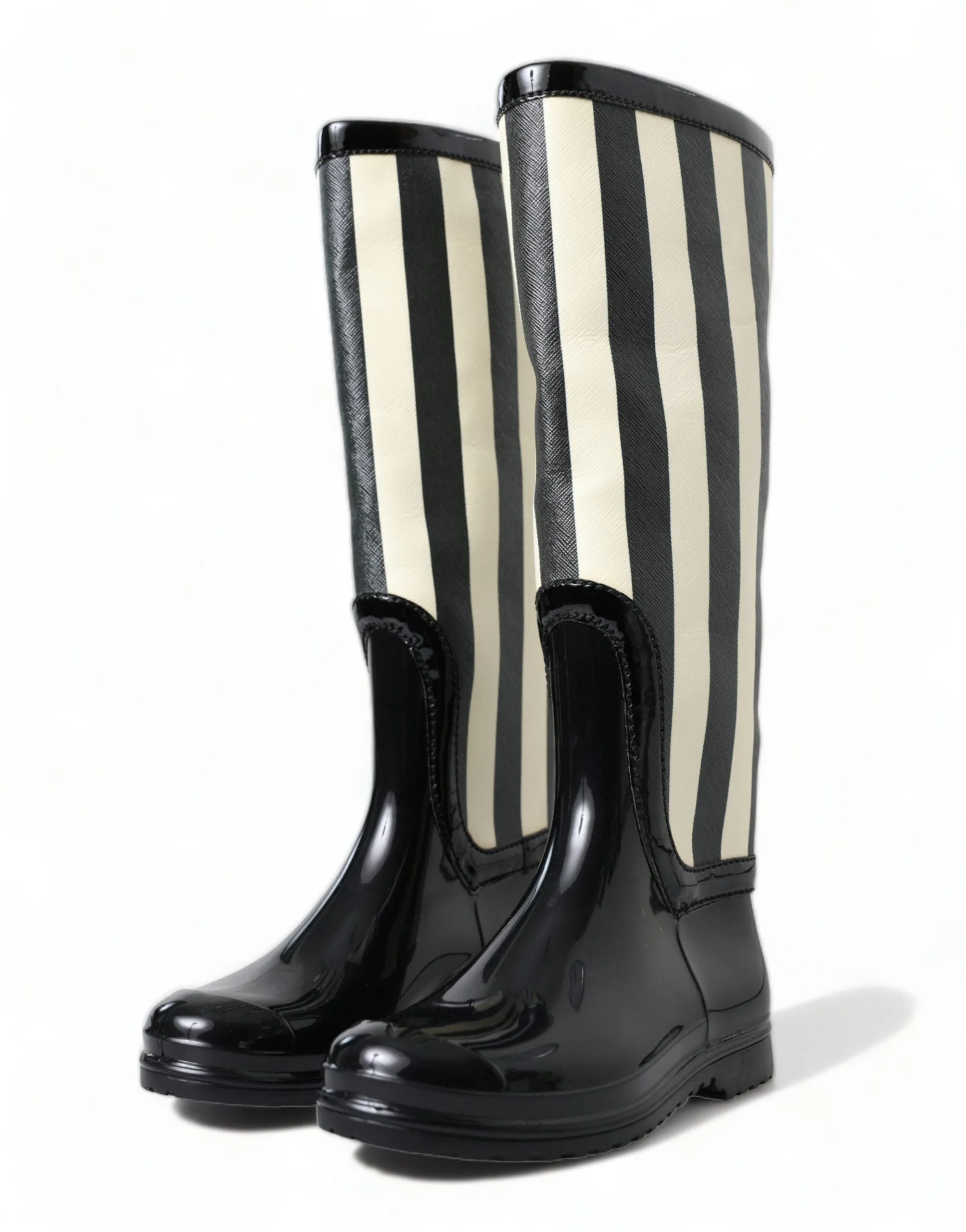 Black and White Striped Knee High Boots sold by Louxly product image thumbnail 2