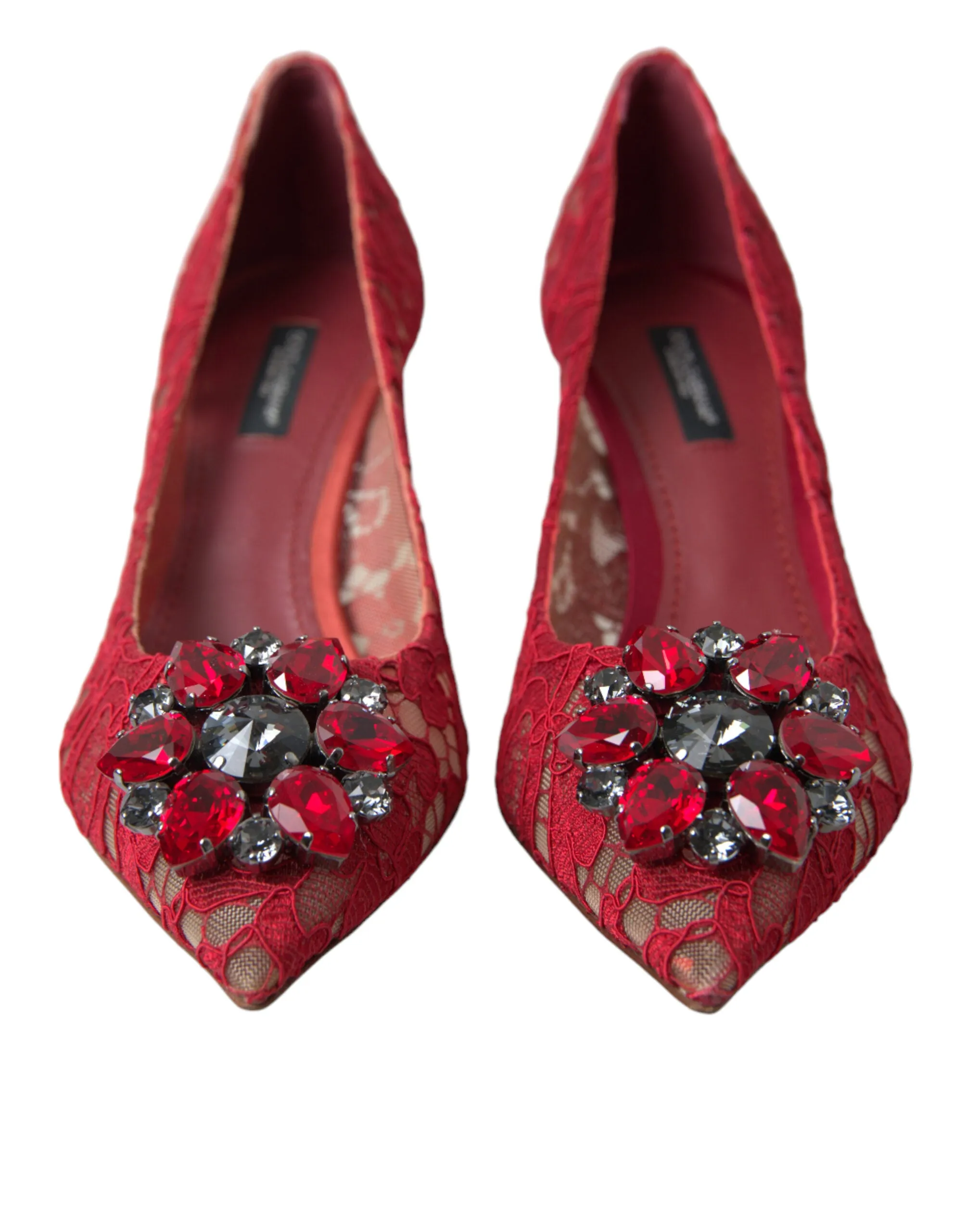 Radiant Red Lace Heels with Crystals sold by Louxly product image thumbnail 2
