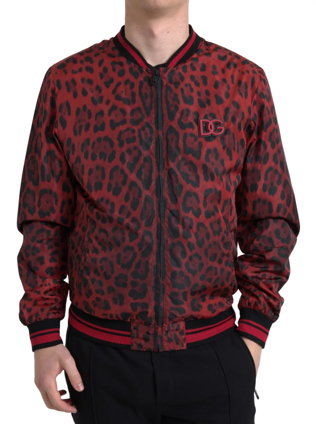 Red Leopard Print Bomber Jacket sold by Louxly