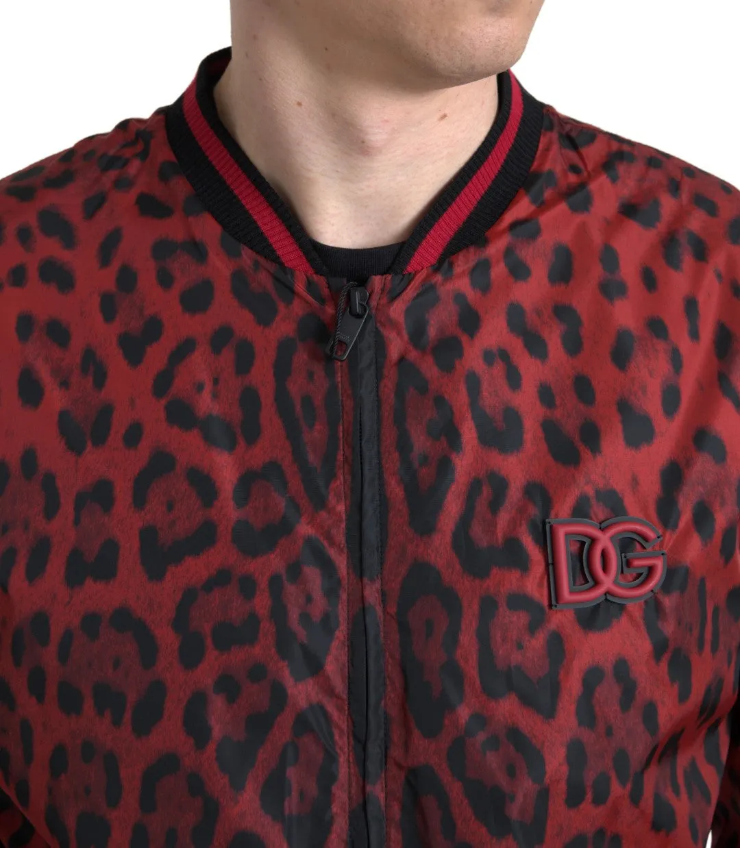 Red Leopard Print Bomber Jacket sold by Louxly product image thumbnail 5
