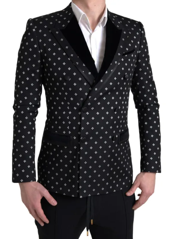 Elegant Geometric Patterned Slim Blazer sold by Louxly