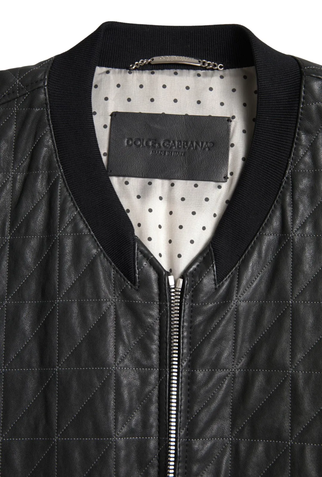 Elegant Black Leather Bomber Jacket sold by Louxly product image thumbnail 4