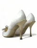 Elegant White Patent Crystal Bow Heels sold by Louxly