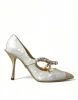Elegant White Patent Crystal Bow Heels sold by Louxly
