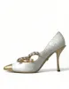 Elegant White Patent Crystal Bow Heels sold by Louxly