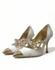Elegant White Patent Crystal Bow Heels sold by Louxly