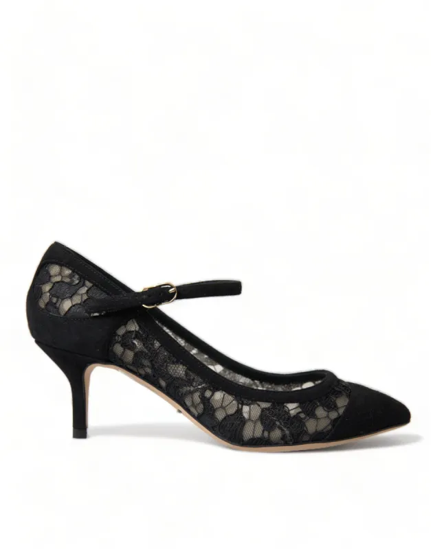Elegant Black Taormina Lace Heels sold by Louxly