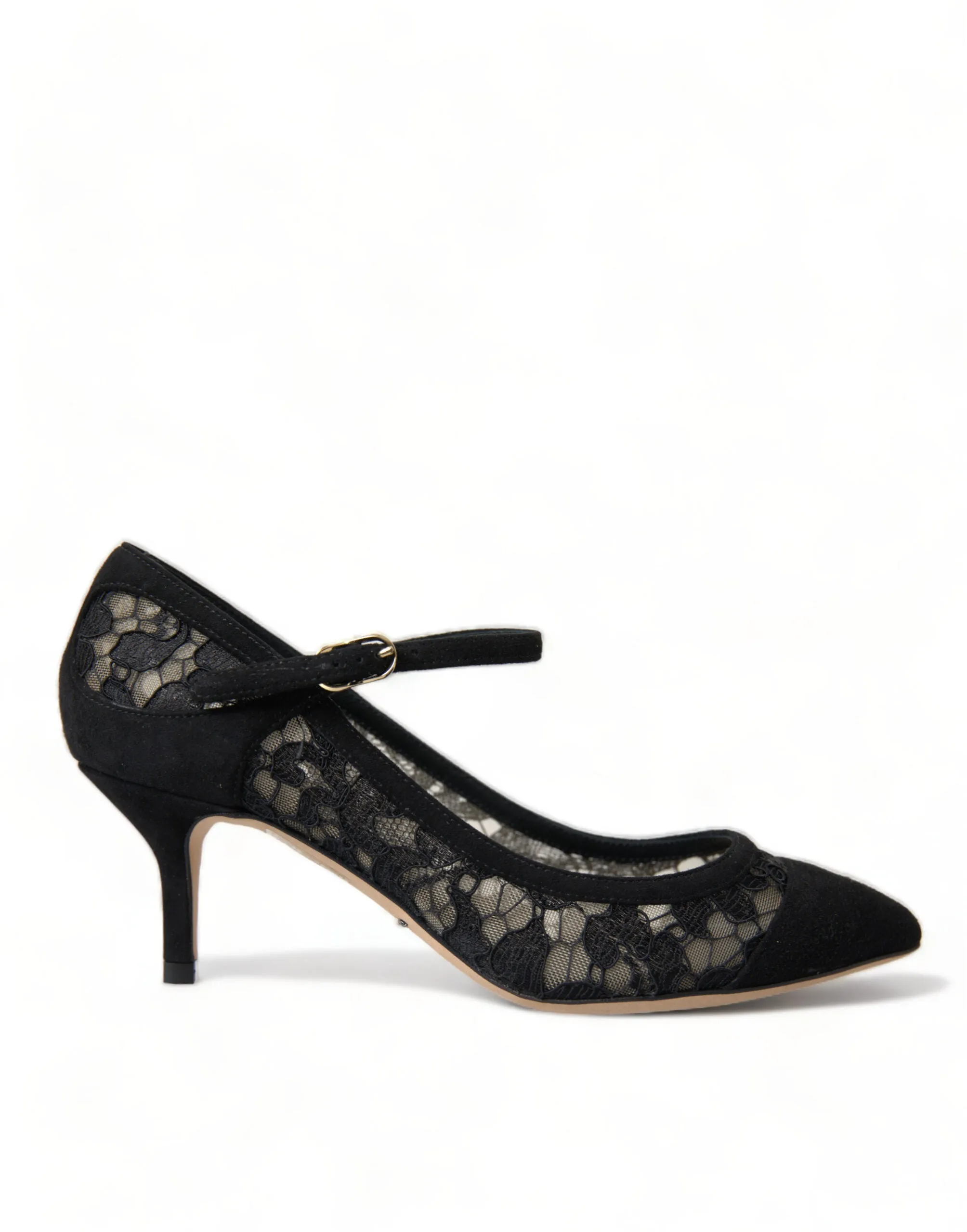 Elegant Black Taormina Lace Heels sold by Louxly