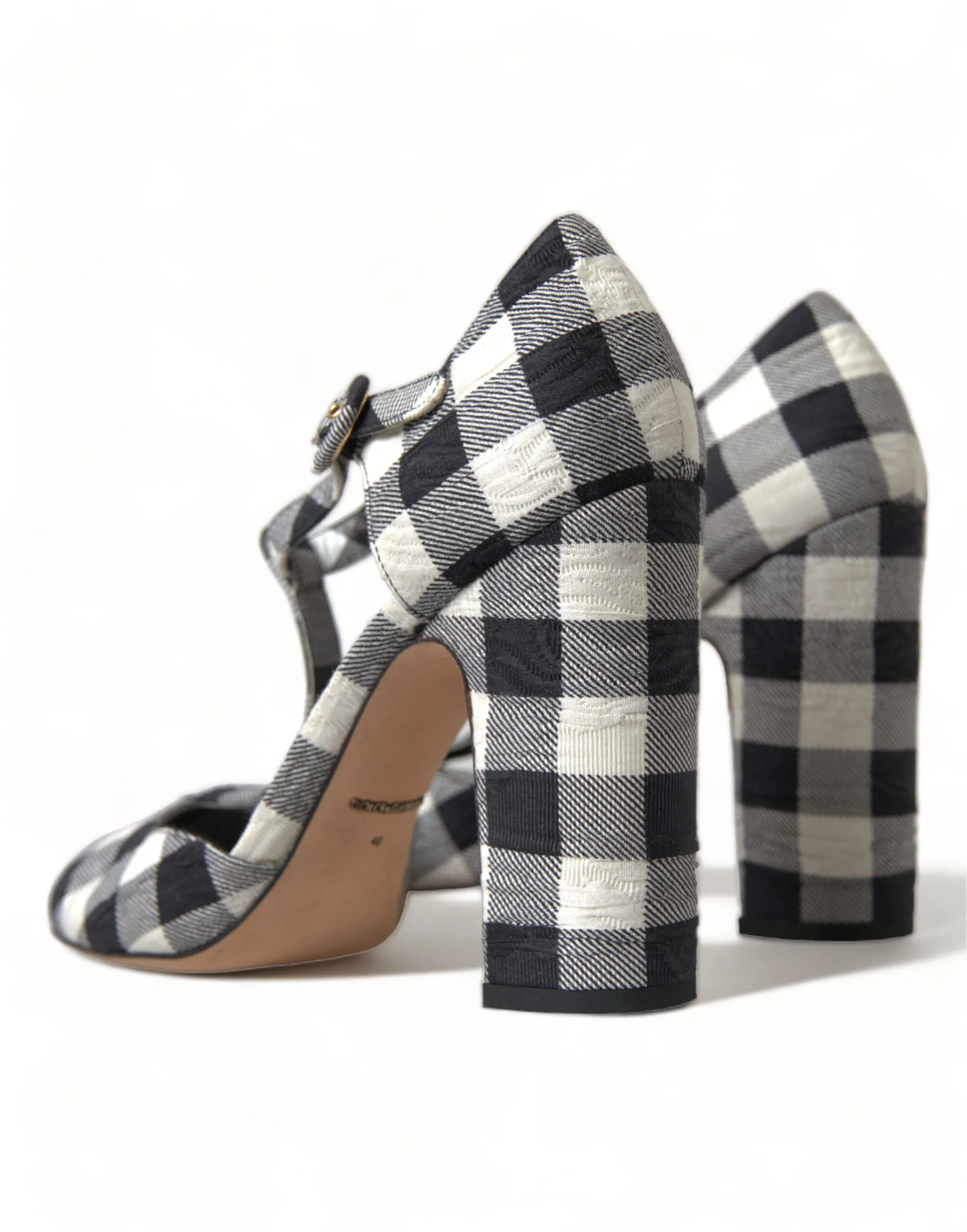 Chic Gingham T-Strap Pumps: Timeless Mary Jane Heels sold by Louxly product image thumbnail 4