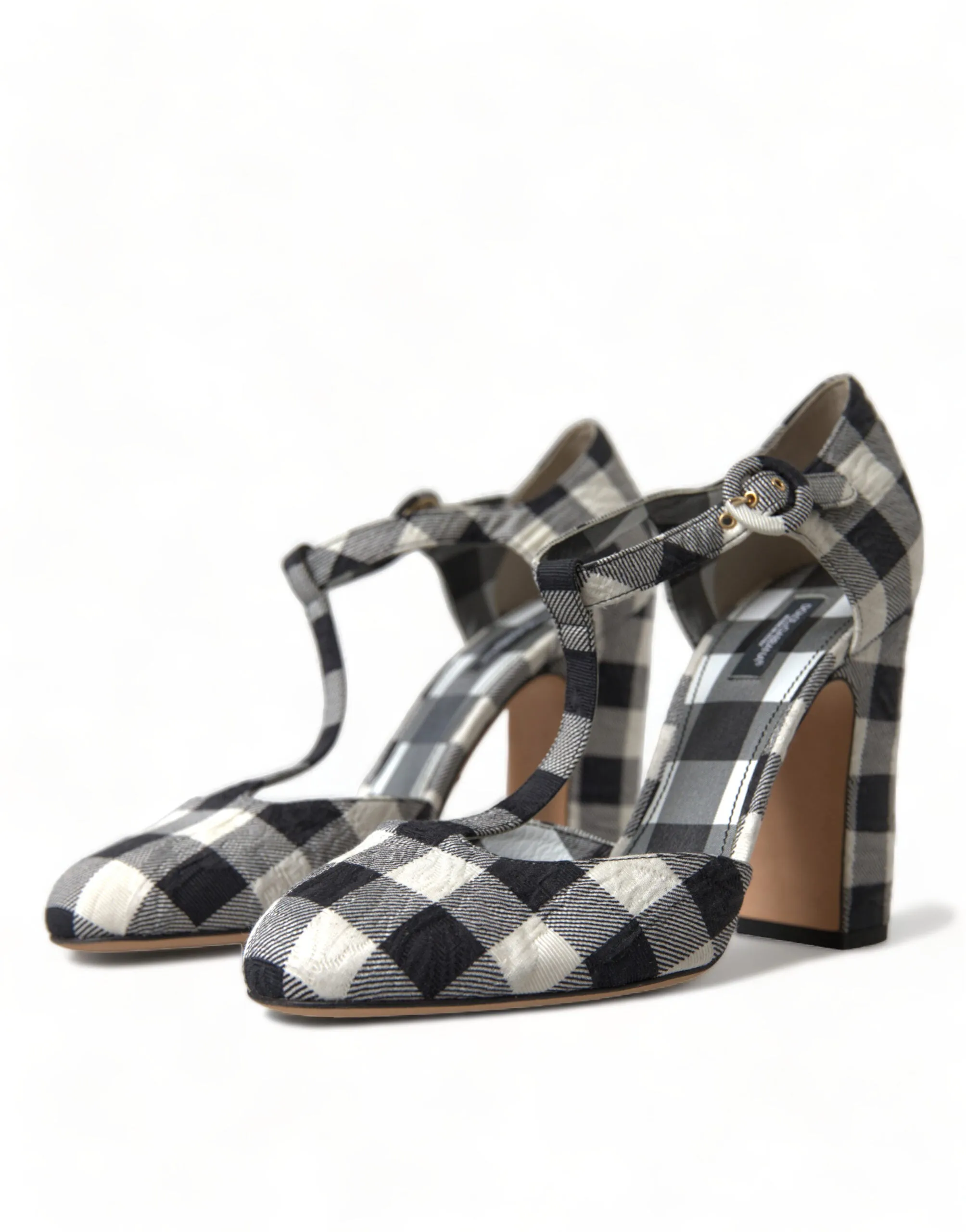 Chic Gingham T-Strap Pumps: Timeless Mary Jane Heels sold by Louxly product image thumbnail 3