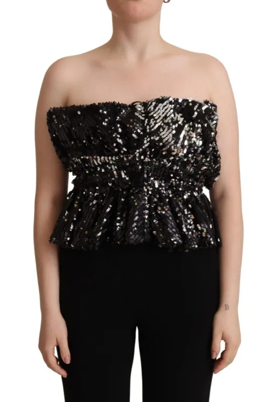Elegant Strapless Sequined Top made by Louxly