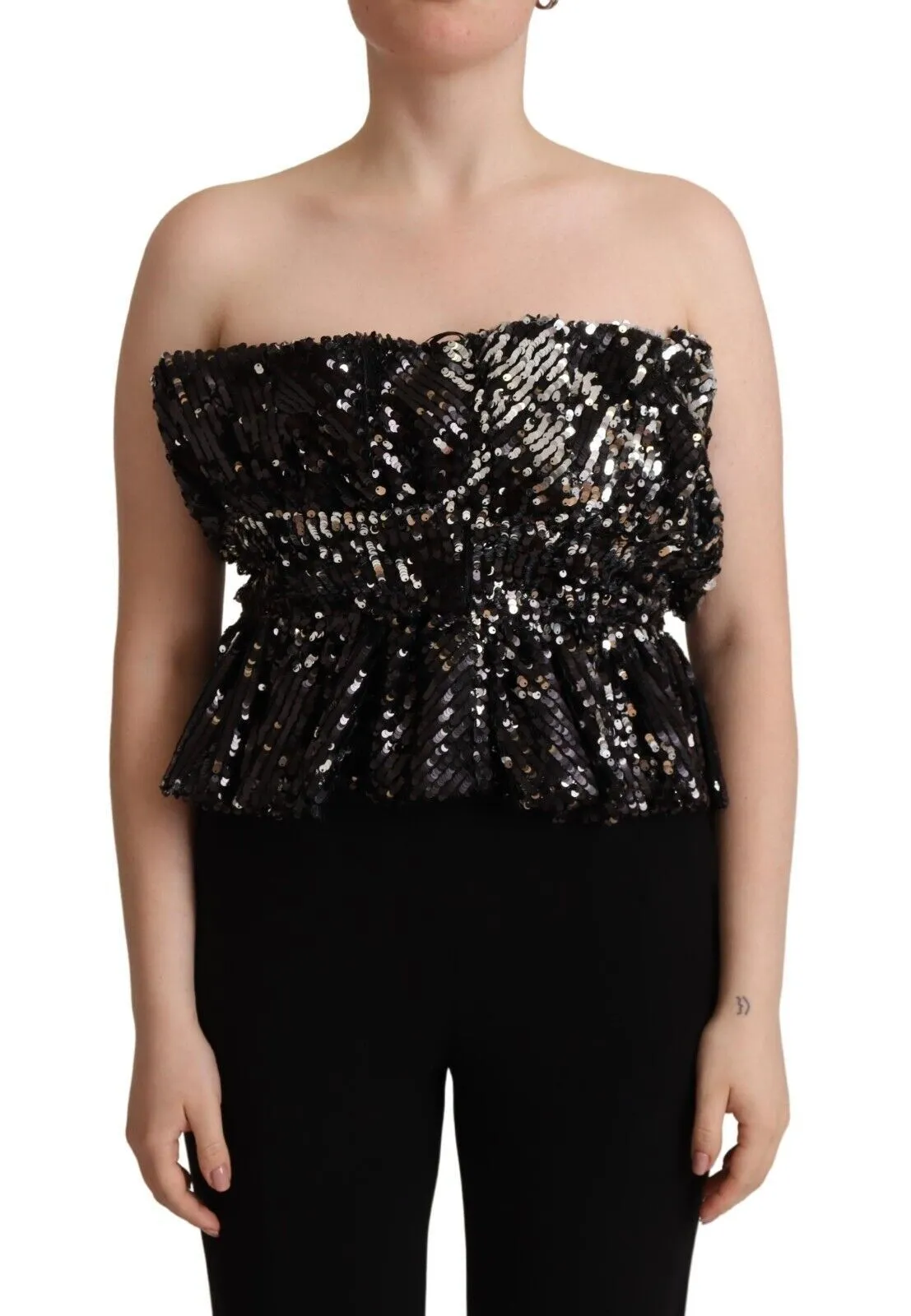 Elegant Strapless Sequined Top sold by Louxly