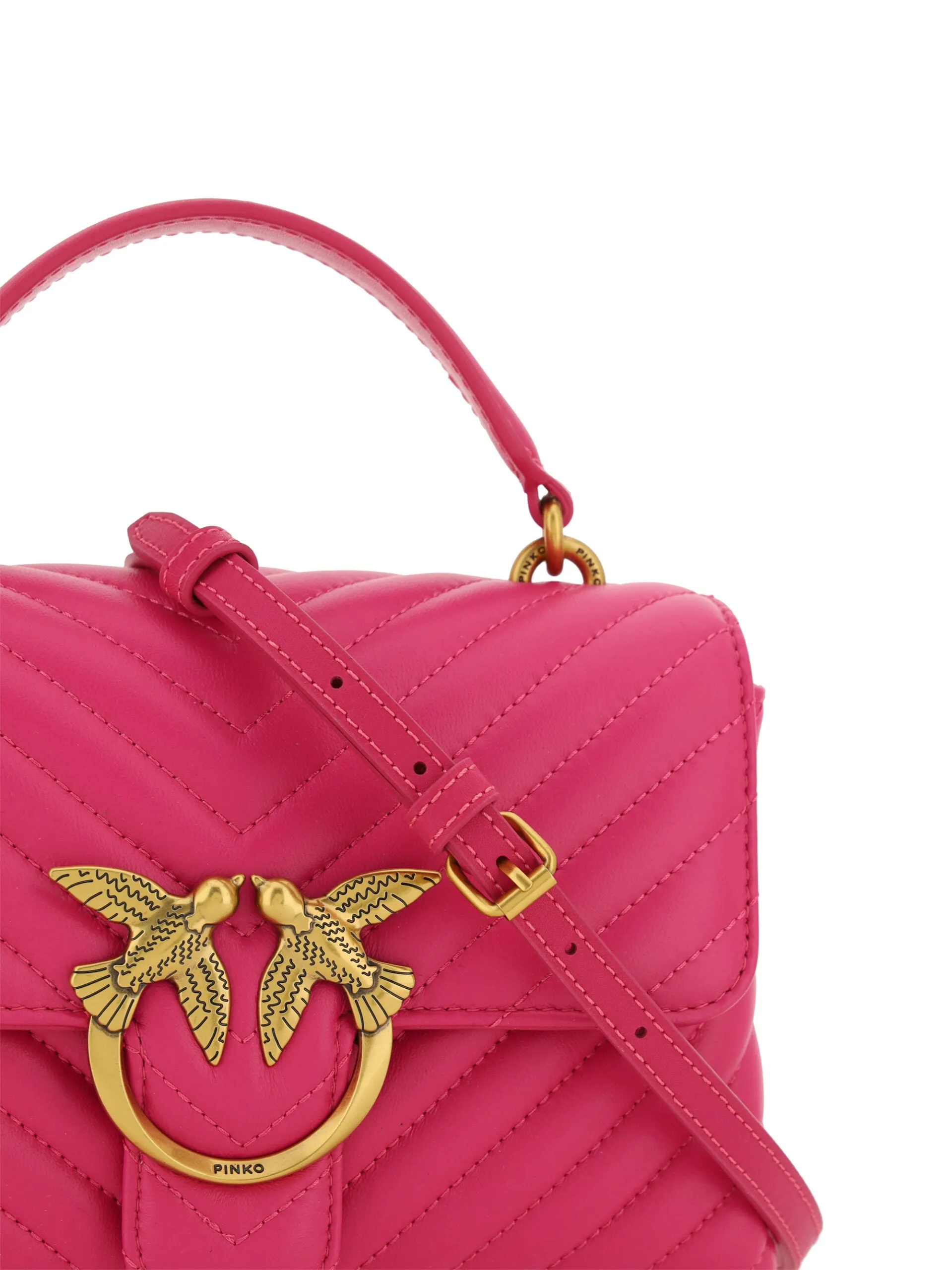Chic Pink Quilted Leather Mini Handbag sold by Louxly product image thumbnail 4