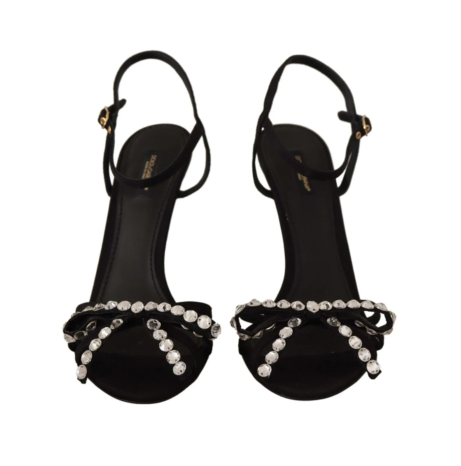 Elegant Black Viscose Ankle Strap Sandals with Crystals sold by Louxly product image thumbnail 3