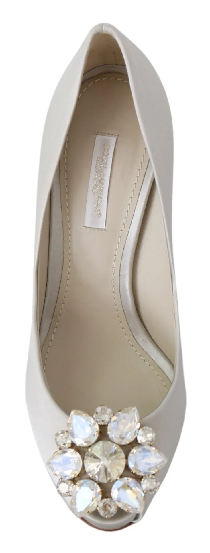 White Crystal Peep Toe Silk Blend Heels sold by Louxly product image thumbnail 3
