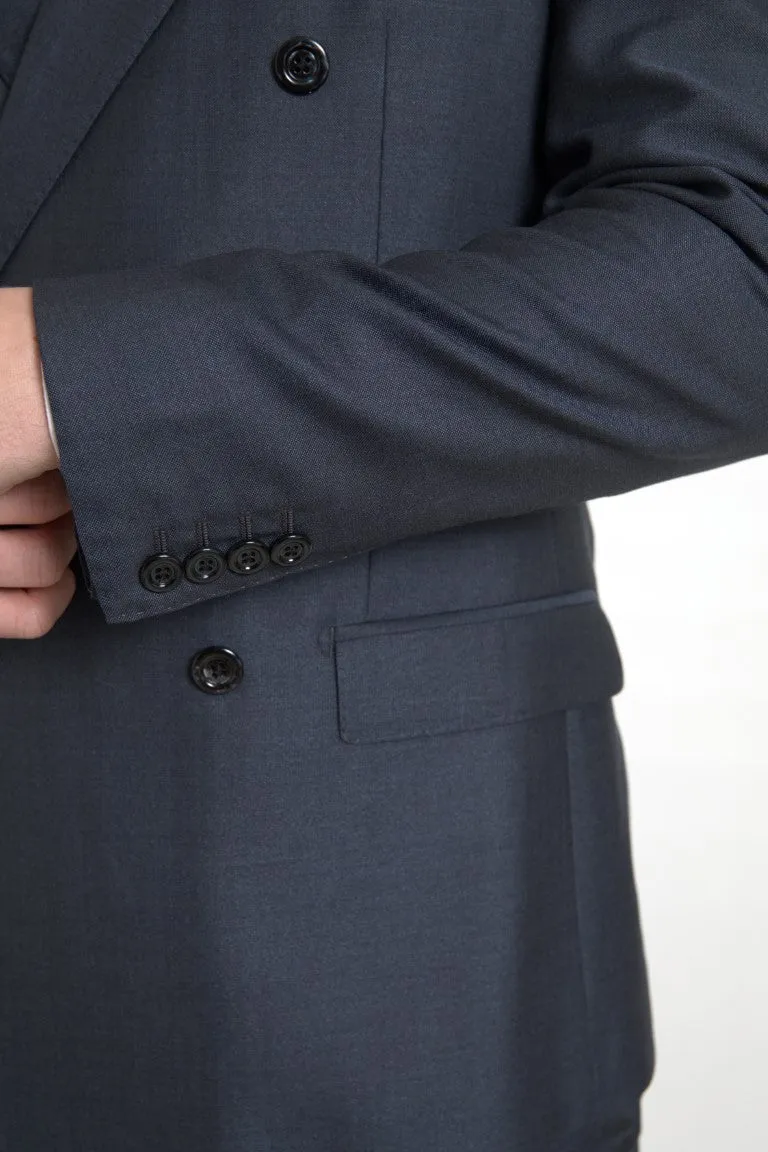 Elegant Blue Silk Blend Martini Suit sold by Louxly product image thumbnail 4