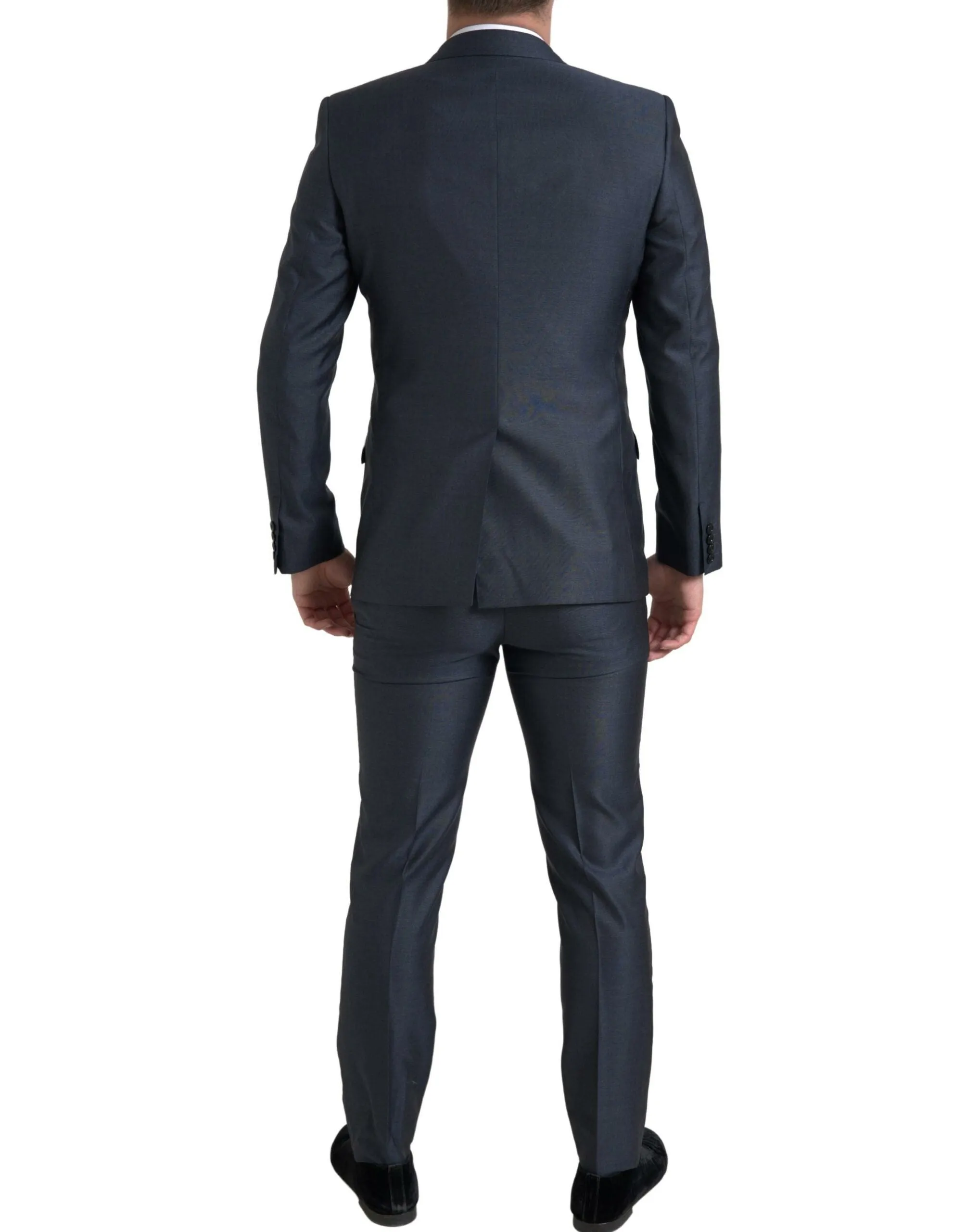 Elegant Blue Silk Blend Martini Suit sold by Louxly product image thumbnail 5