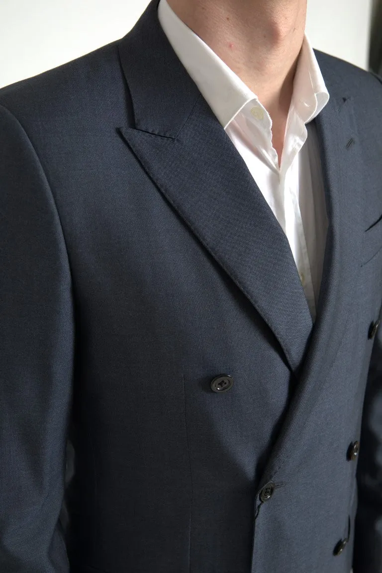Elegant Blue Silk Blend Martini Suit sold by Louxly product image thumbnail 2