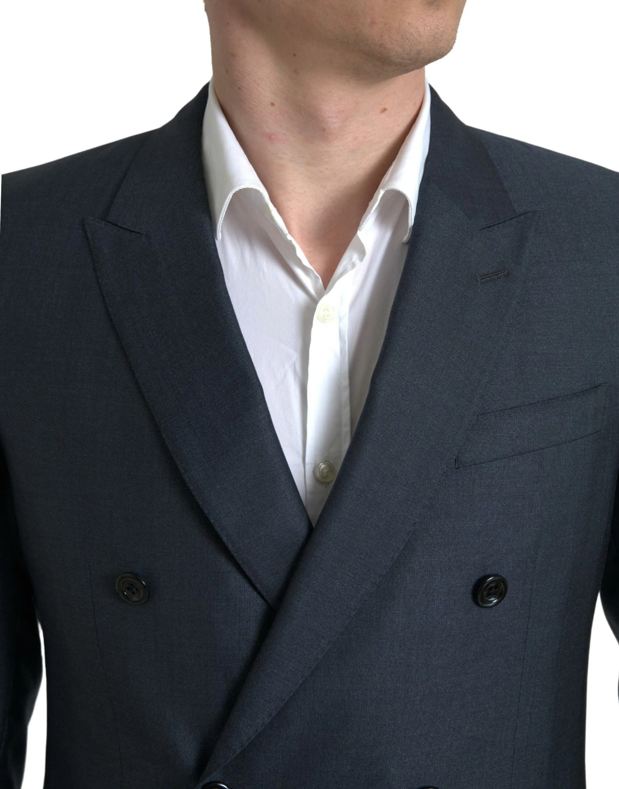 Elegant Blue Silk Blend Martini Suit sold by Louxly product image thumbnail 3