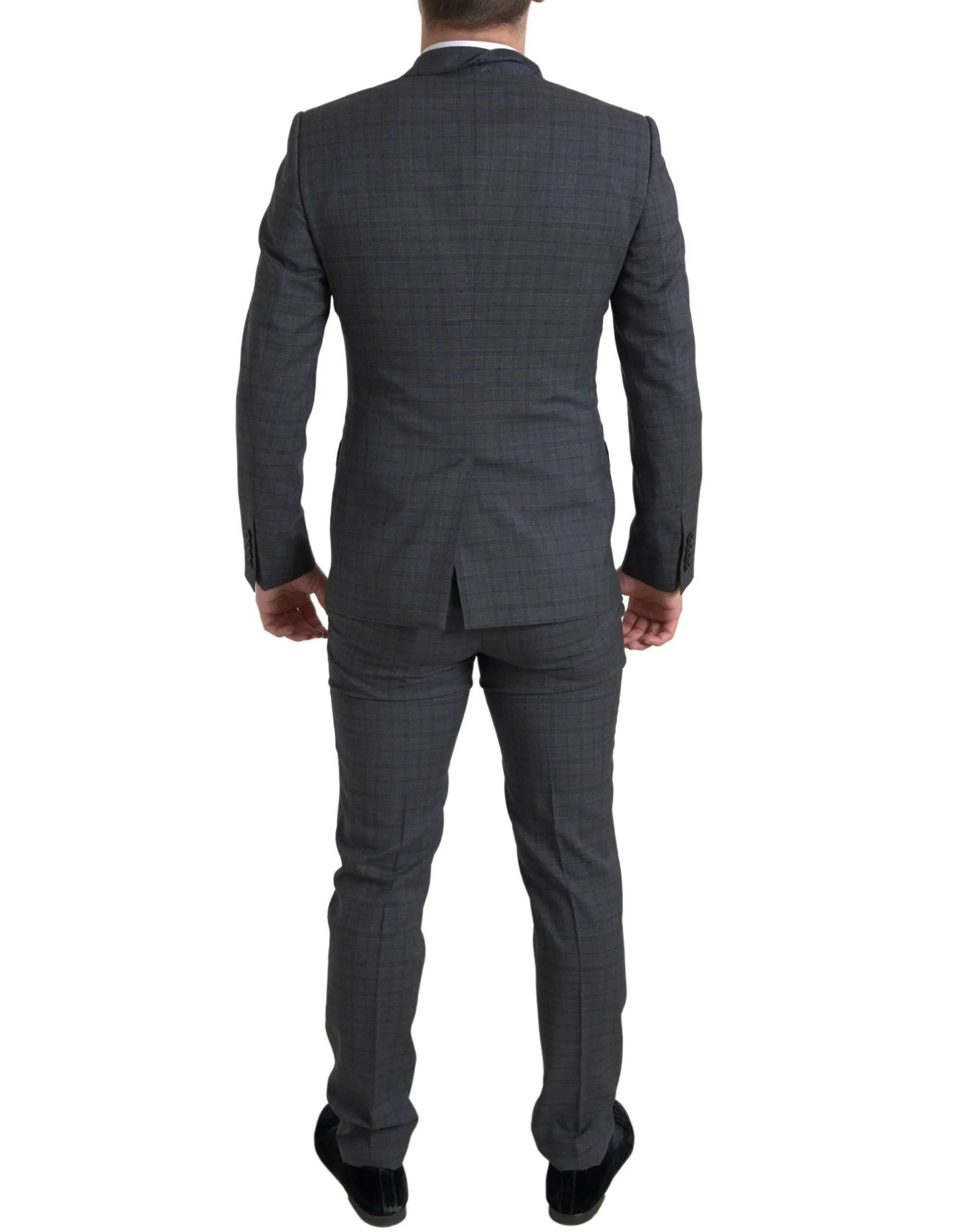 Elegant Grey Checkered Slim Fit Suit sold by Louxly product image thumbnail 3