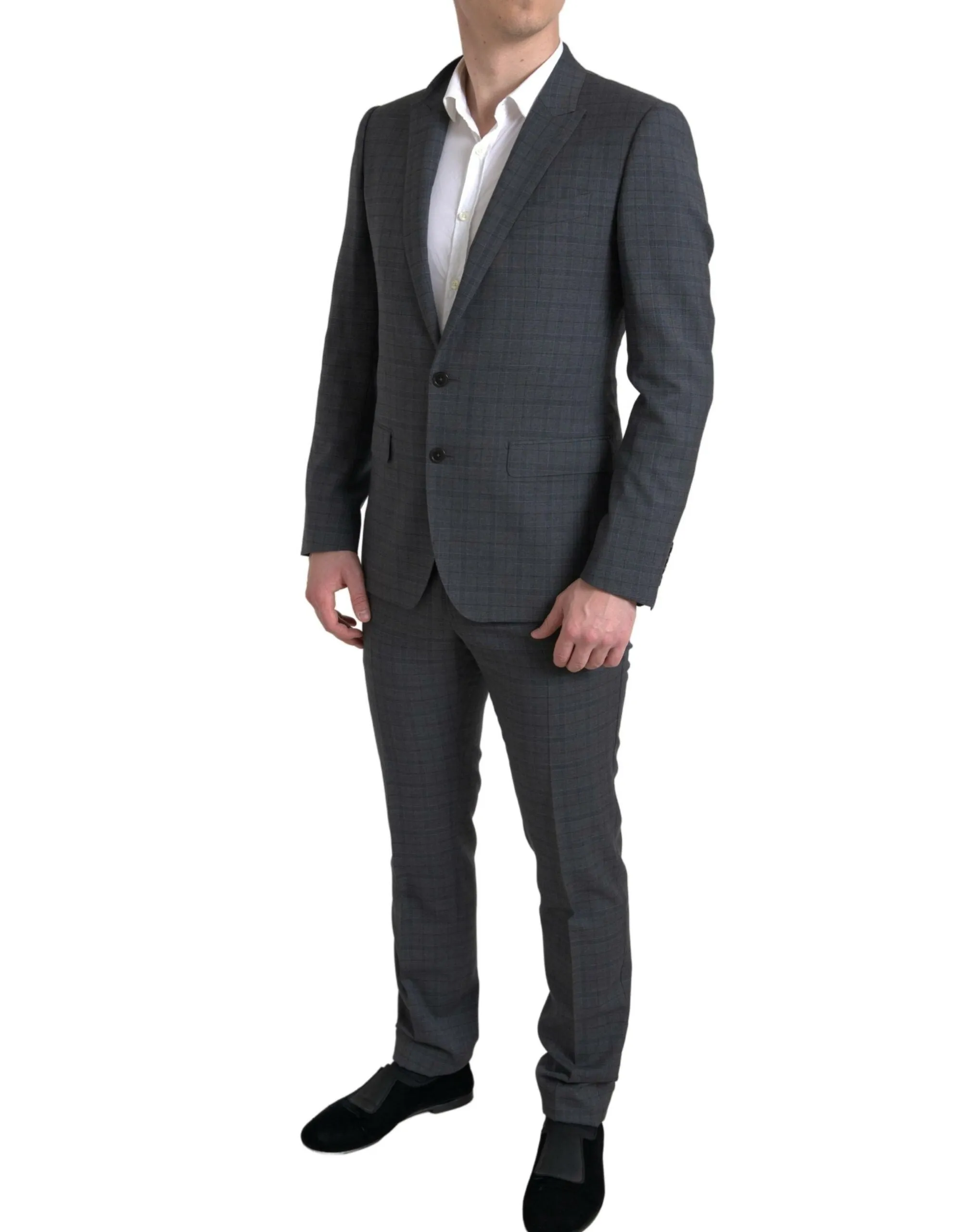 Elegant Grey Checkered Slim Fit Suit sold by Louxly product image thumbnail 4