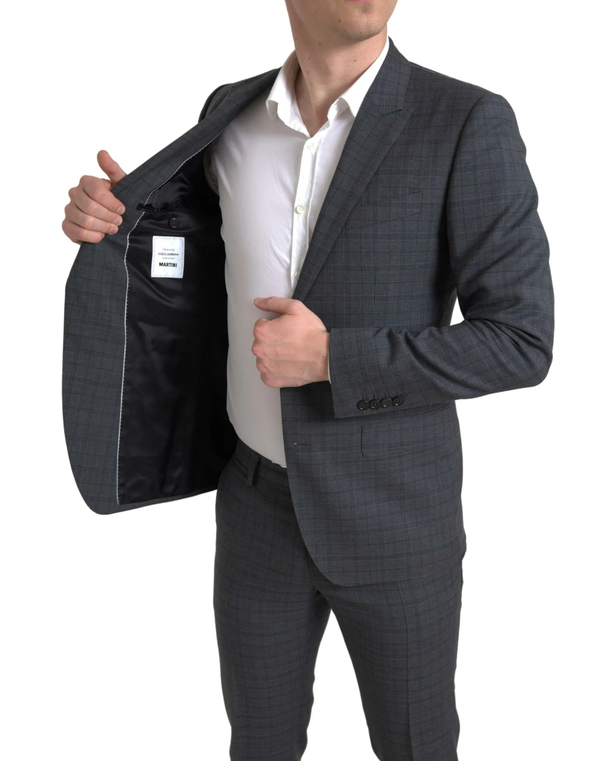 Elegant Grey Checkered Slim Fit Suit sold by Louxly product image thumbnail 5