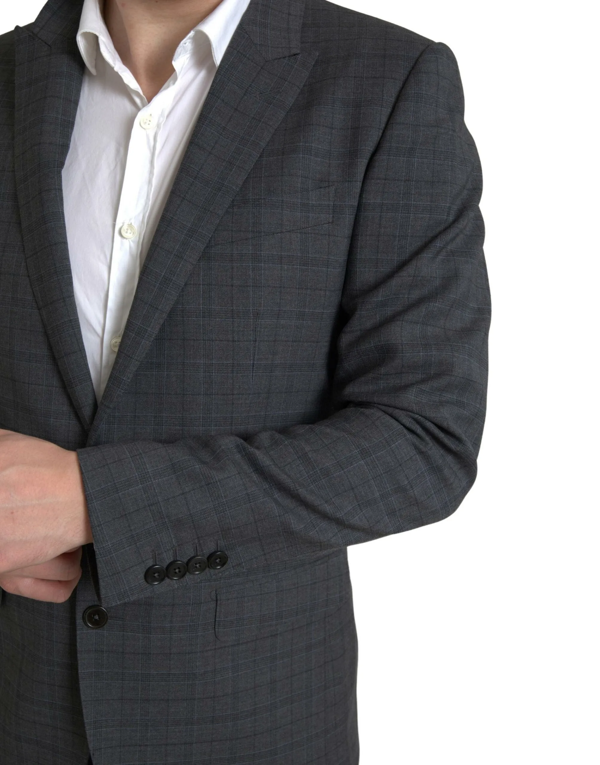 Elegant Grey Checkered Slim Fit Suit sold by Louxly product image thumbnail 2