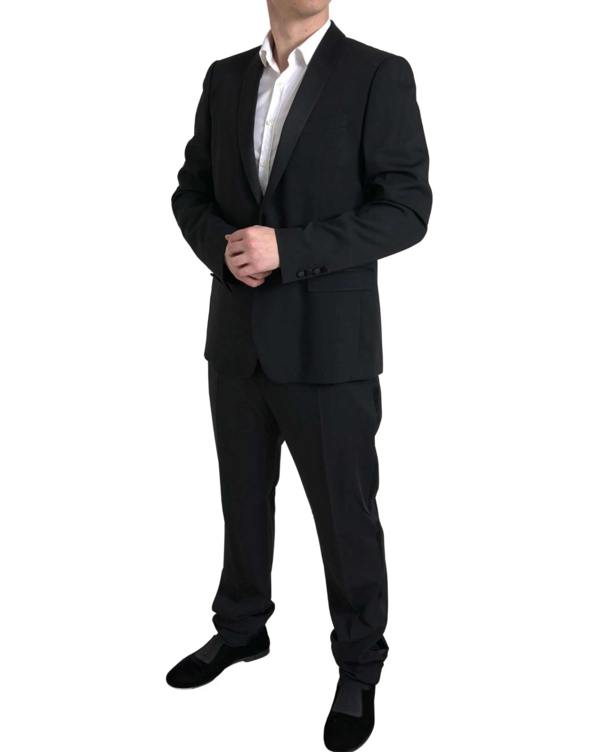 Elegant Black Slim Fit Two-Piece Suit sold by Louxly