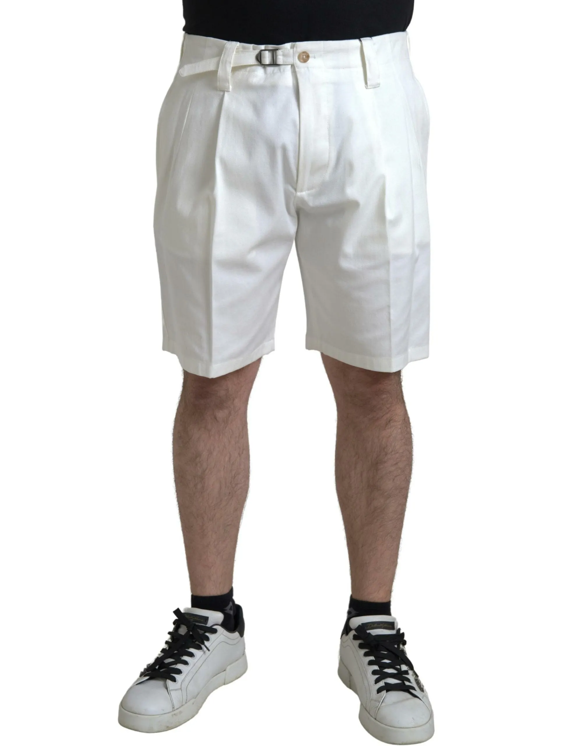 Elegant White Bermuda Denim Shorts sold by Louxly