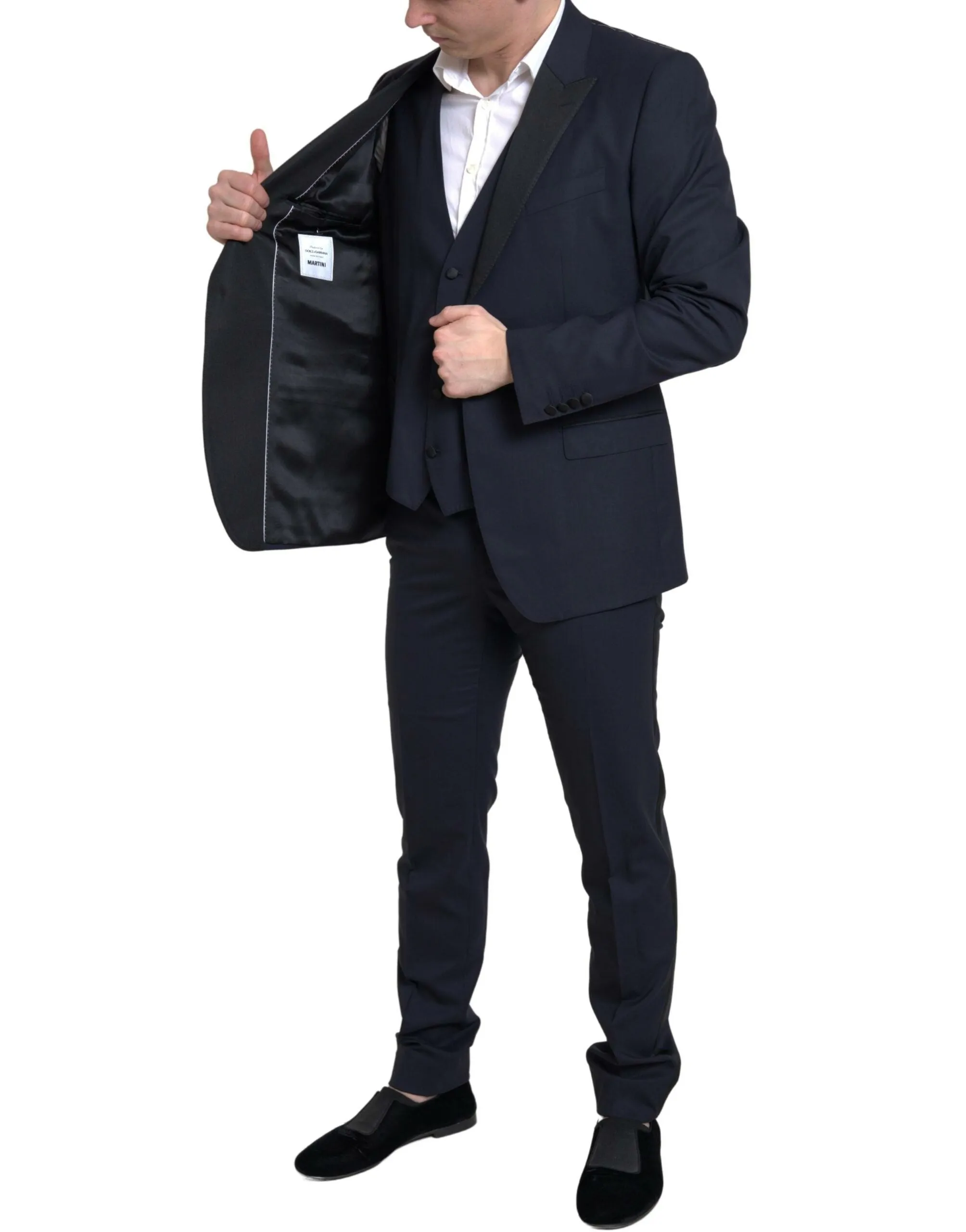 Elegant Blue & Black Martini Slim Fit Suit sold by Louxly product image thumbnail 4