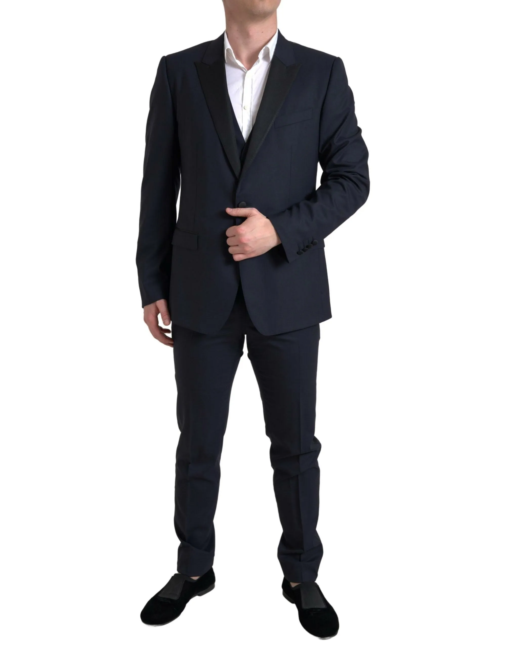 Elegant Blue & Black Martini Slim Fit Suit sold by Louxly