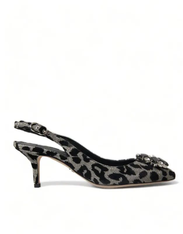 Crystal Leopard Slingback Heels Pumps sold by Louxly