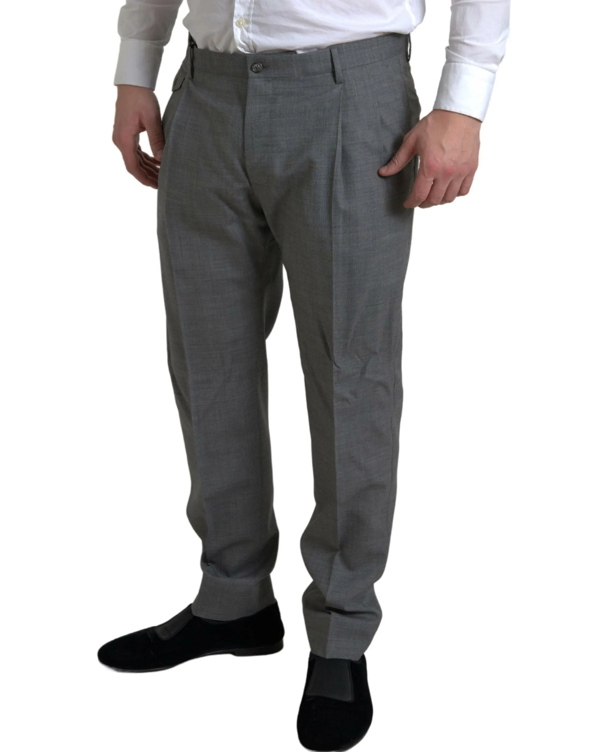 Elegant Skinny Wool Dress Pants in Grey sold by Louxly product image thumbnail 3
