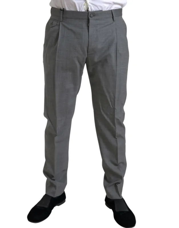 Elegant Skinny Wool Dress Pants in Grey made by Louxly