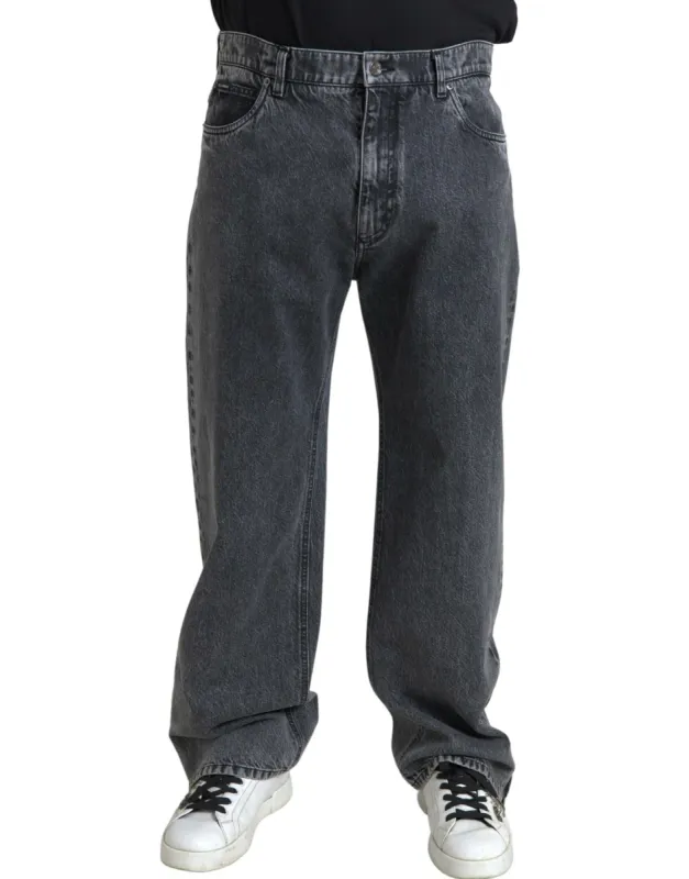 Elegant Dark Grey Straight Denim Jeans sold by Louxly