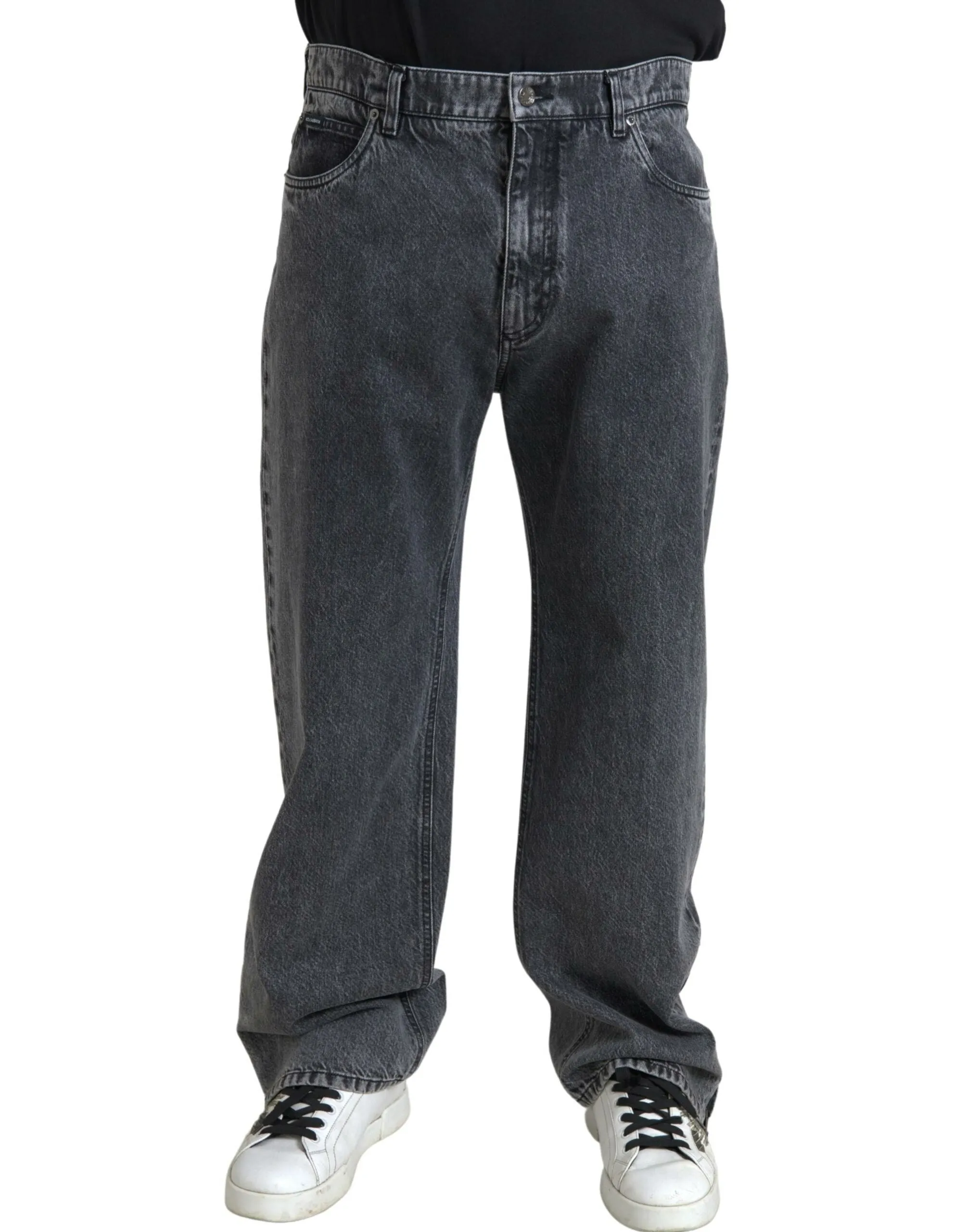 Elegant Dark Grey Straight Denim Jeans sold by Louxly