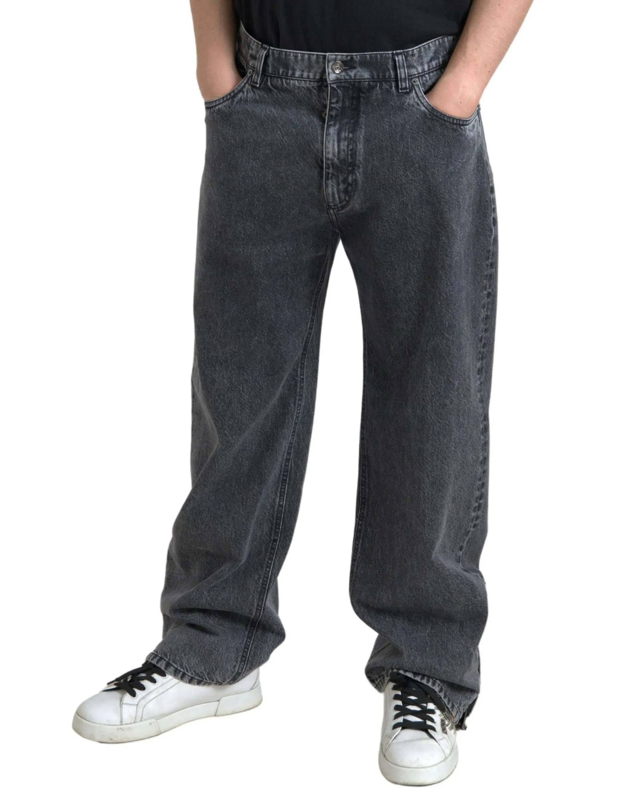Elegant Dark Grey Straight Denim Jeans sold by Louxly product image thumbnail 3