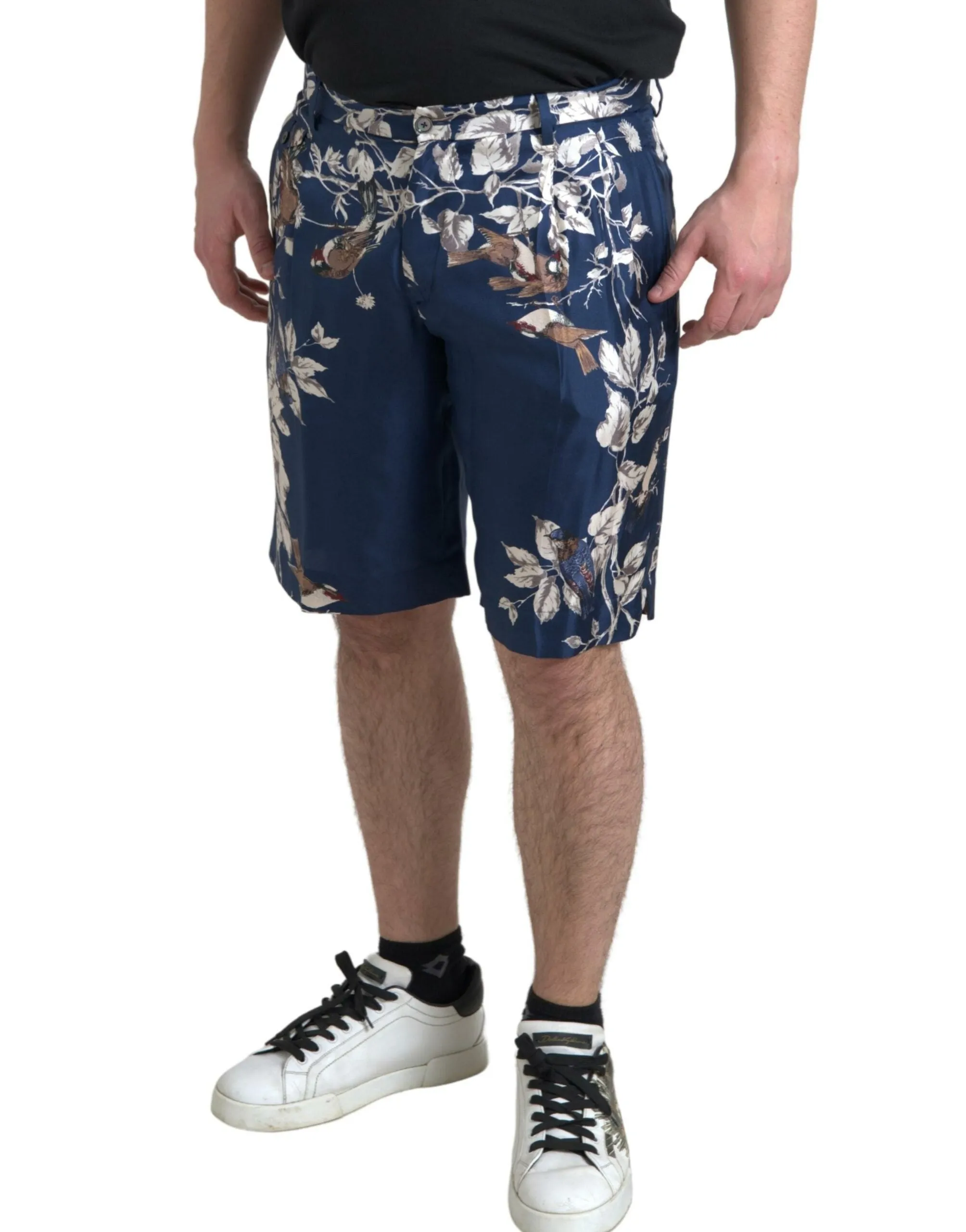 Silken Floral Bermuda Shorts in Blue sold by Louxly product image thumbnail 4