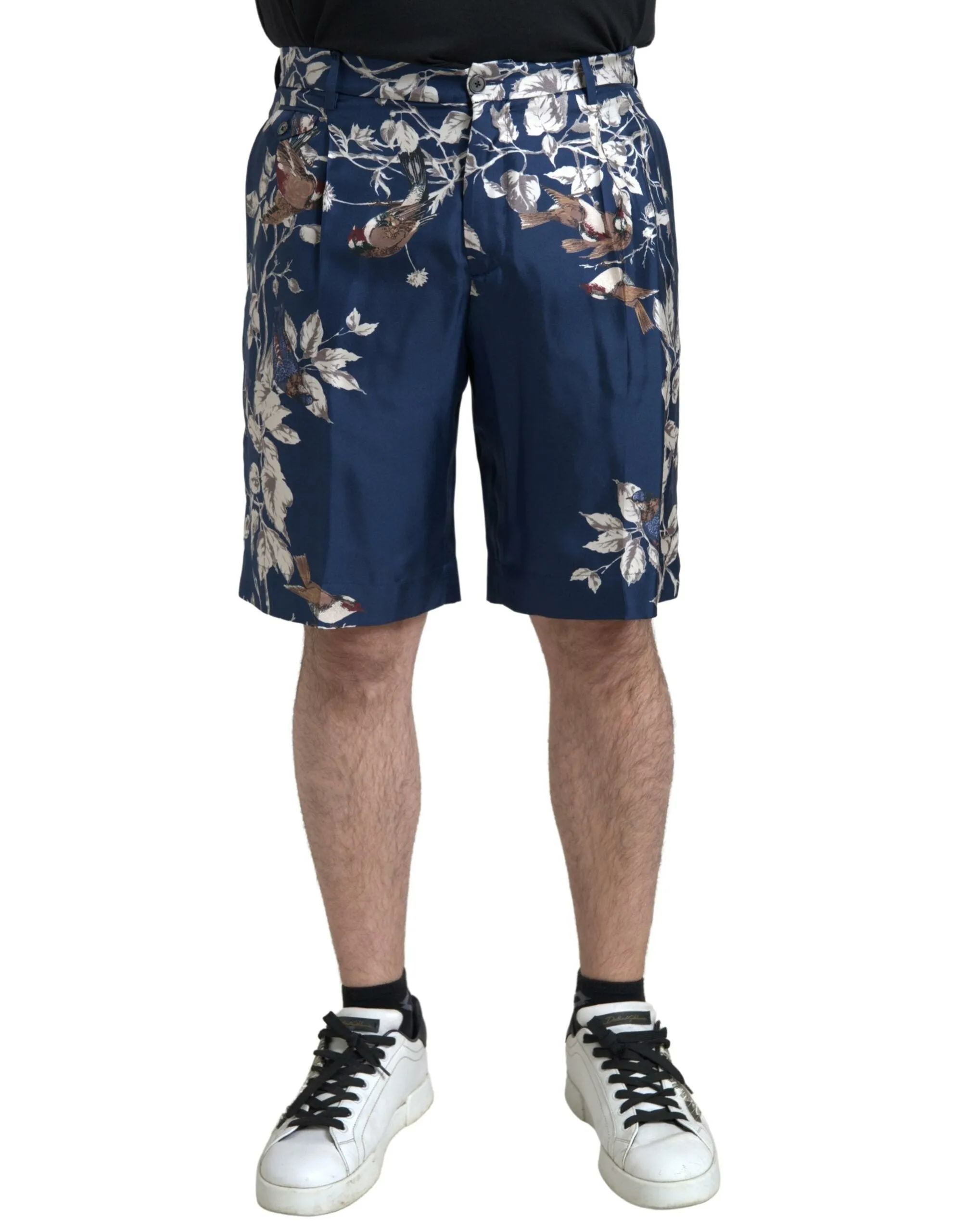Silken Floral Bermuda Shorts in Blue sold by Louxly