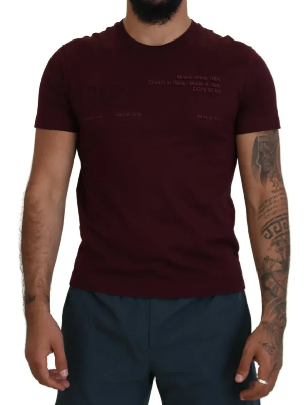 Elegant Maroon Crew Neck Casual Tee sold by Louxly