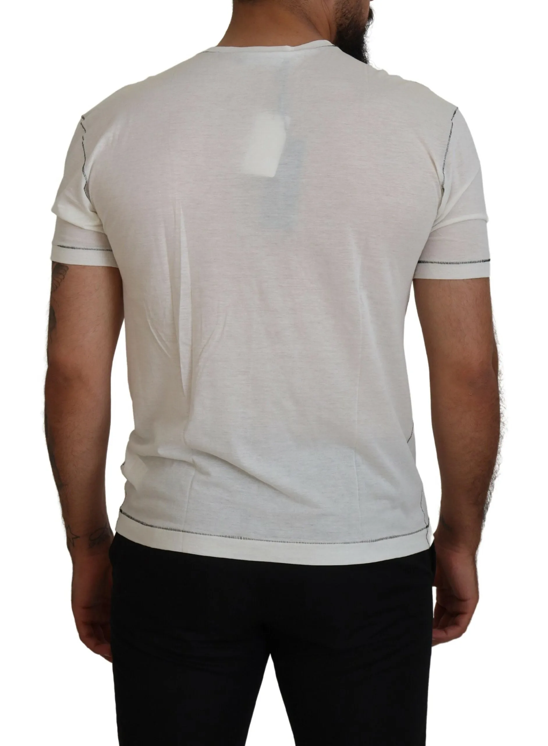 Elegant White Cotton-Silk Blend Tee sold by Louxly product image thumbnail 3