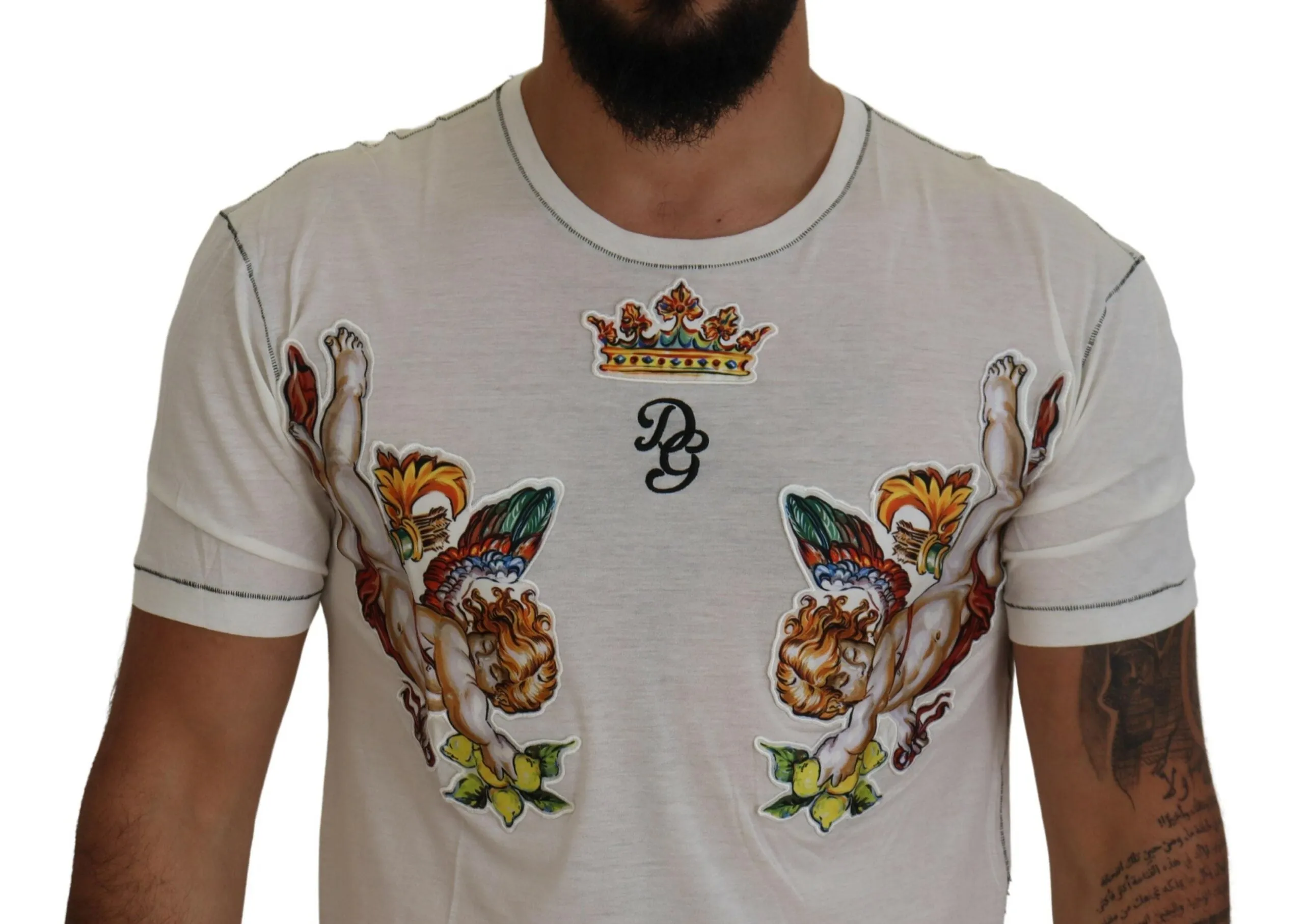 Elegant White Cotton-Silk Blend Tee sold by Louxly product image thumbnail 4