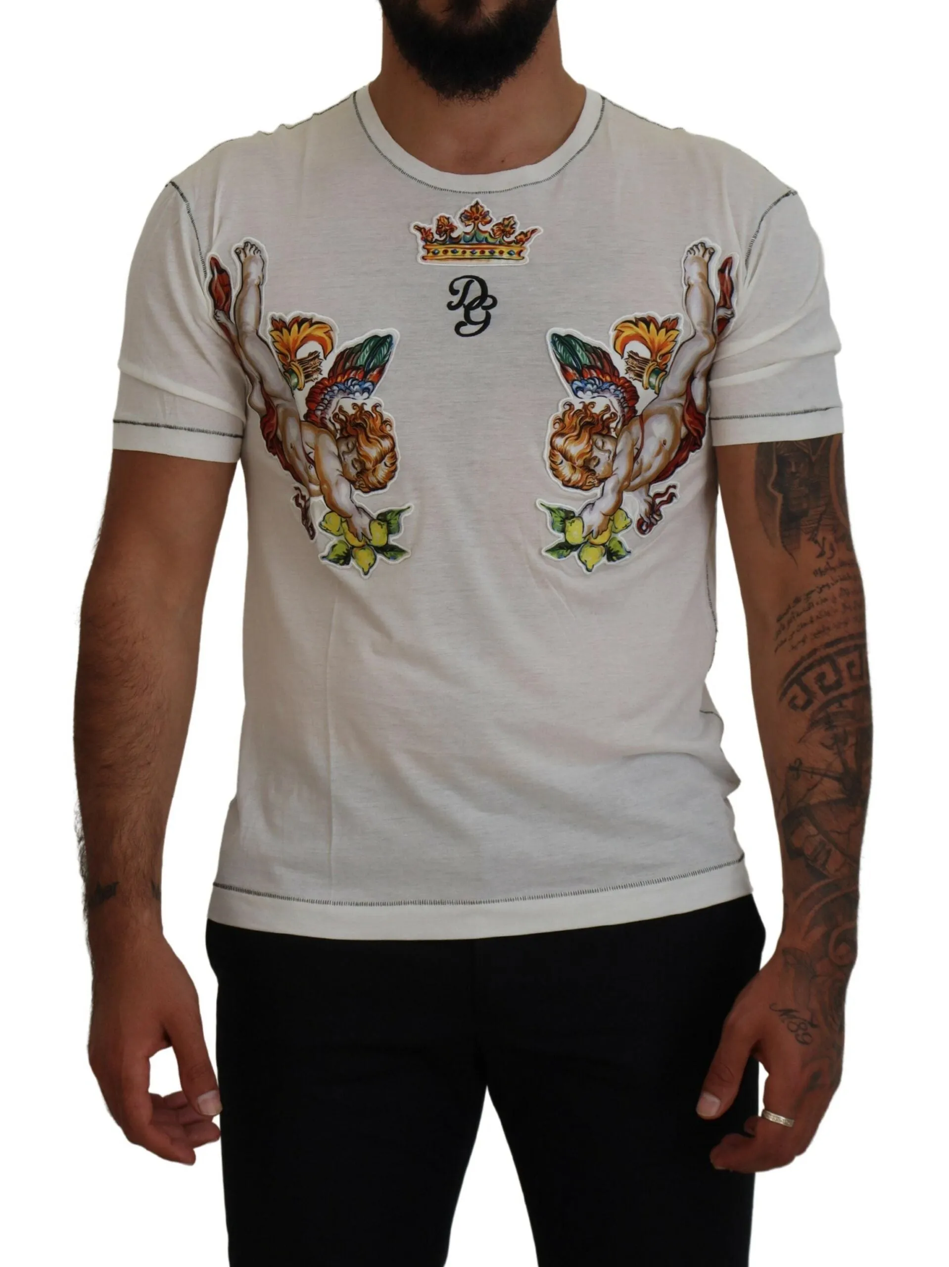 Elegant White Cotton-Silk Blend Tee sold by Louxly