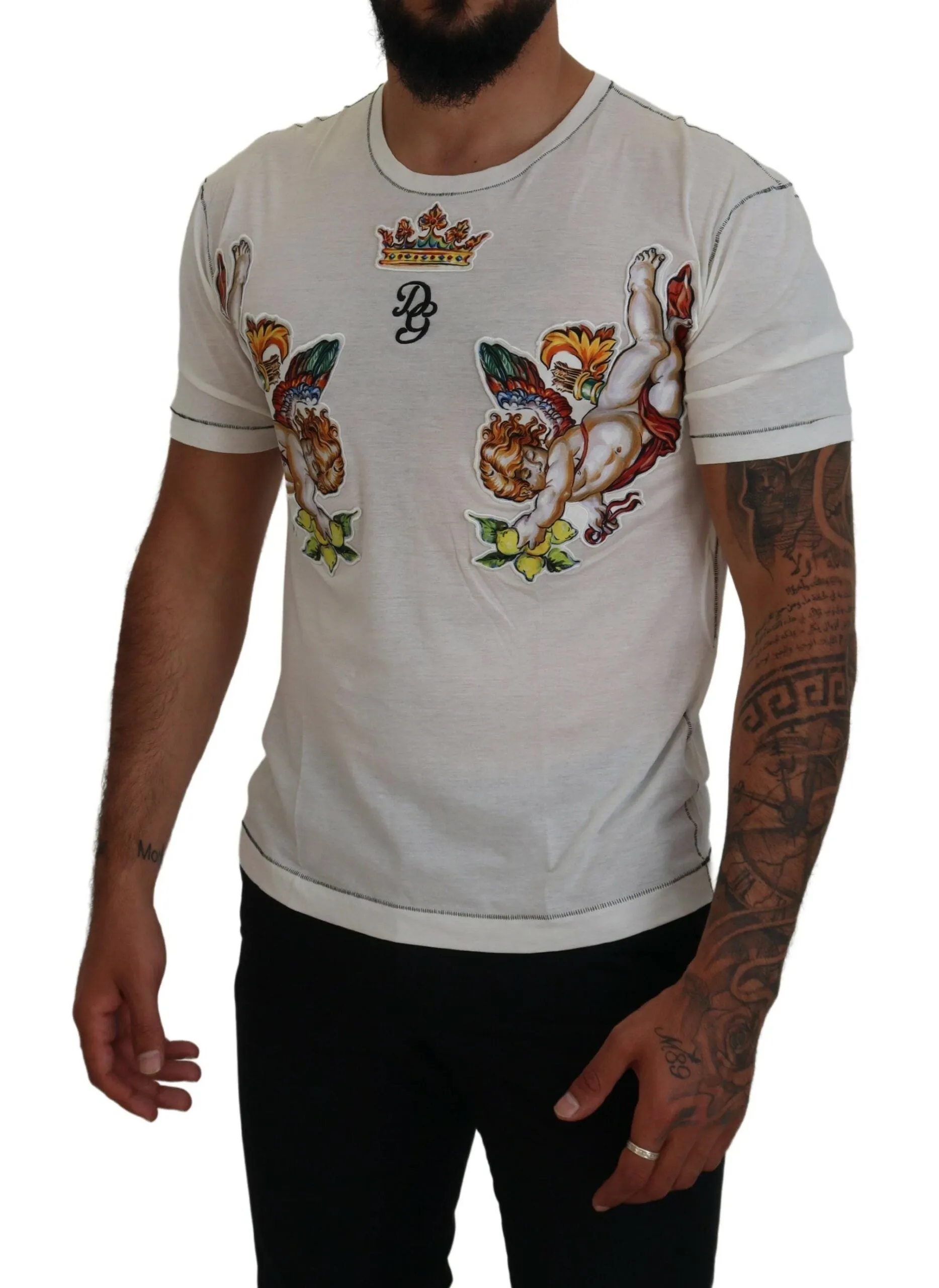 Elegant White Cotton-Silk Blend Tee sold by Louxly product image thumbnail 5